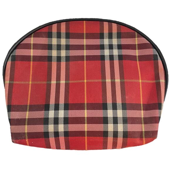 Burberry Red Nova Check Travel Cosmetic Pouch - Picture 1 of 7